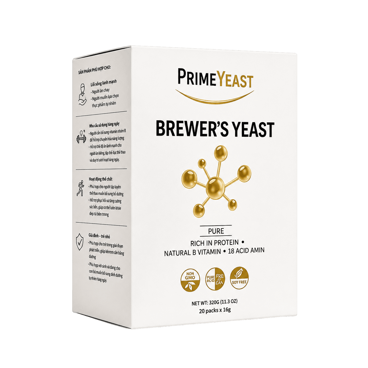 PrimeYeast Brewer's Yeast – Nguyên bản – Hộp 20 gói (320g)