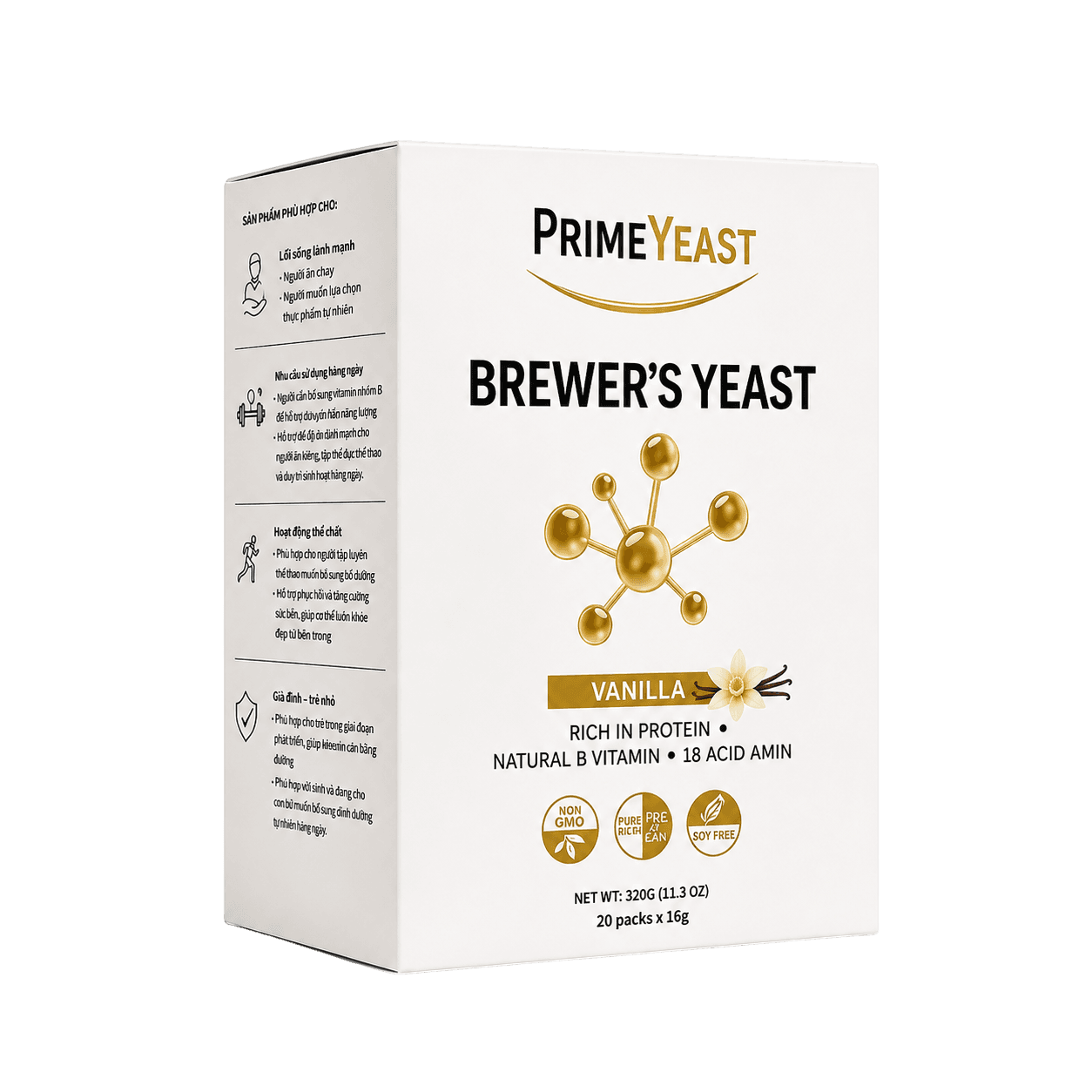 PrimeYeast Brewer's Yeast – Vani – Hộp 20 gói (320g)
